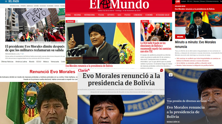 La prensa internacional refleja la renuncia de Evo Morales - Los Tiempos